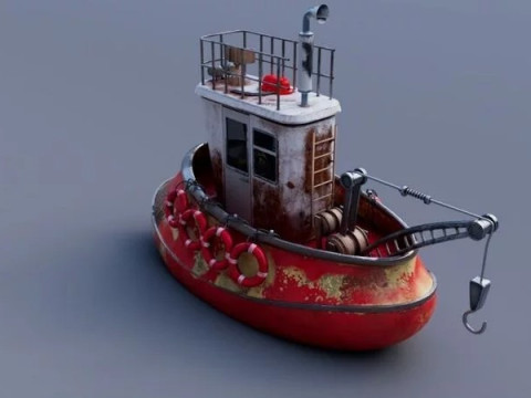 Old Tug Boat Modello 3D