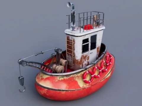 Old Tug Boat Modello 3D