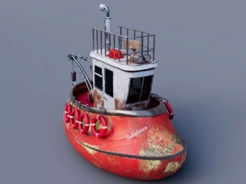 Old Tug Boat Modello 3D