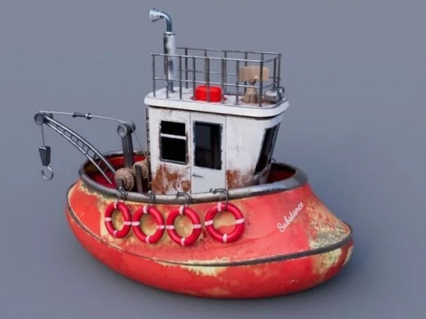 Old Tug Boat Modello 3D