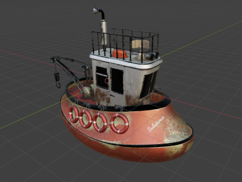 Old Tug Boat Modello 3D