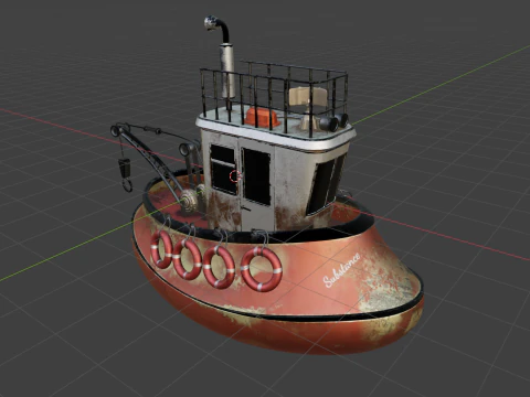Old Tug Boat 3D Model