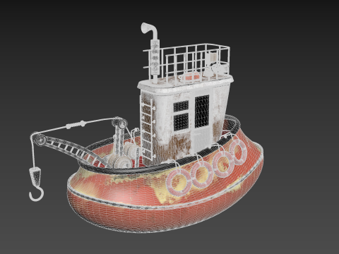 Old Tug Boat Modello 3D