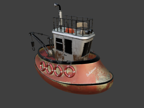 Old Tug Boat Modello 3D