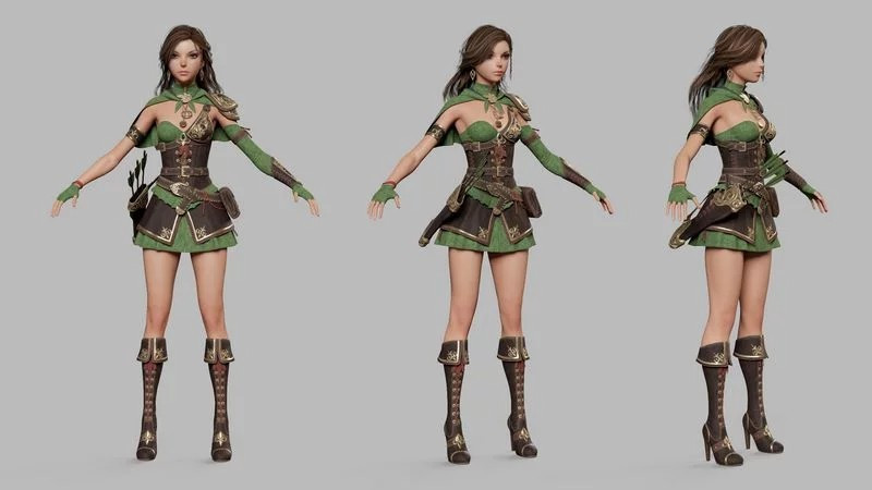 Cartoon Female Ranger 3D मॉडल .c4d .max .obj .3ds .fbx .stl .blend