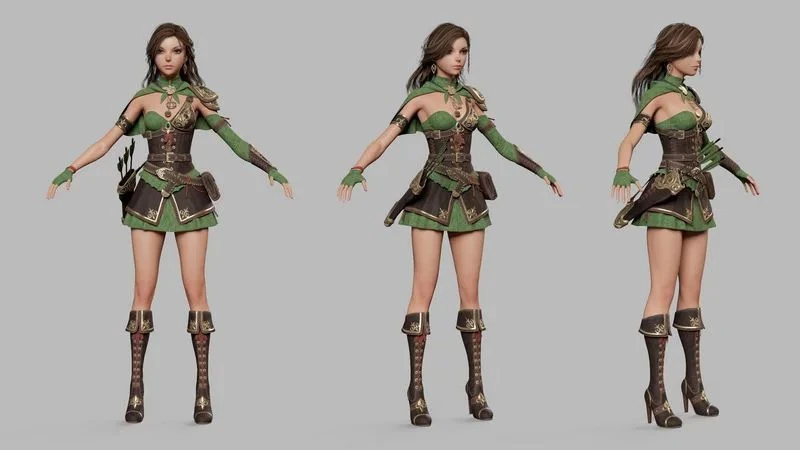 Cartoon Female Ranger 3D Model .c4d .max .obj .3ds .fbx .stl .blend
