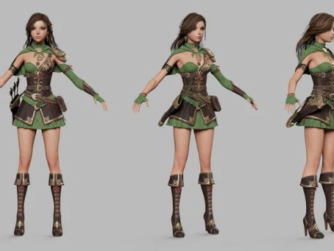 Cartoon Female Ranger 3D Model