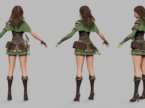 Cartoon Female Ranger 3D Model