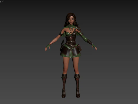 Cartoon Female Ranger 3D Model