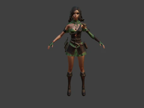 Cartoon Female Ranger 3D Model