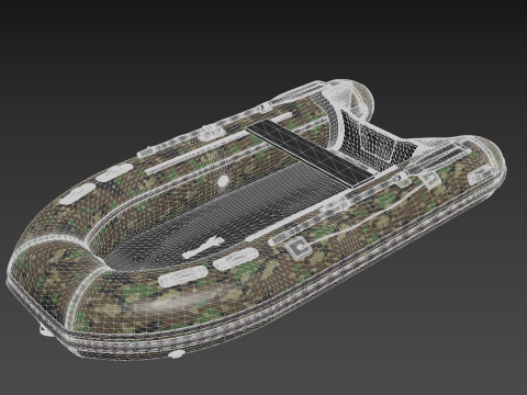 Boat inflatable 02 camouflage 3D Model