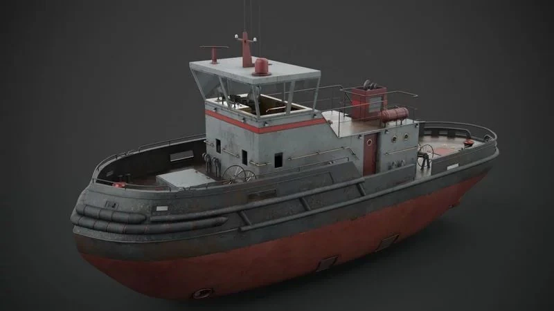 Tug boat 3D Model .c4d .max .obj .3ds .fbx .stl .blend 