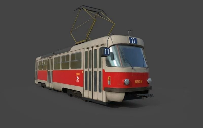 Tram Tatra 3D Model .c4d .max .obj .3ds .fbx .stl .blend