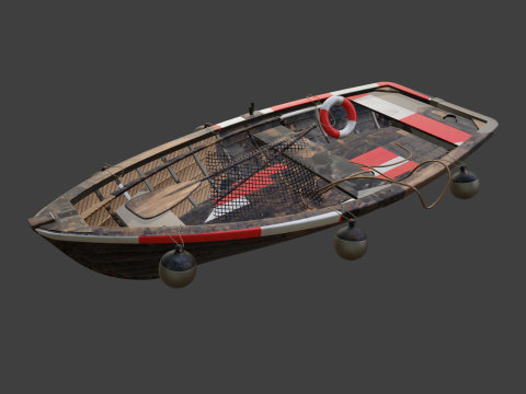 Old Paddle Boat 3D Модель
