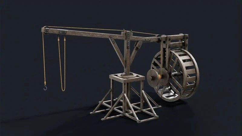 Medieval crane 3D Model .c4d .max .obj .3ds .fbx .stl .blend 