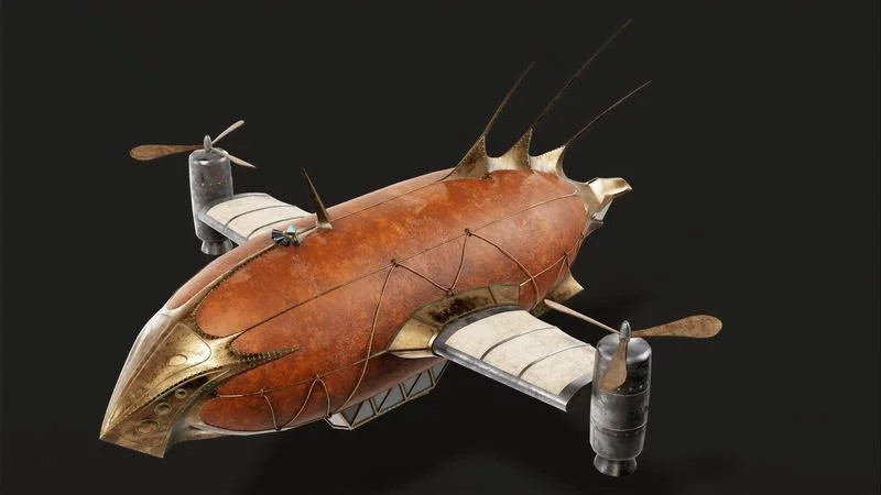 Steampunk airship Wanderer of the Winds Modelo 3D .c4d .max .obj .3ds .fbx .stl .blend