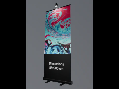 Rollup 85x200cm Nero con luce Modello 3D