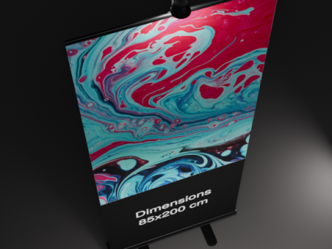 Rollup 85x200cm Black with light Modelo 3D