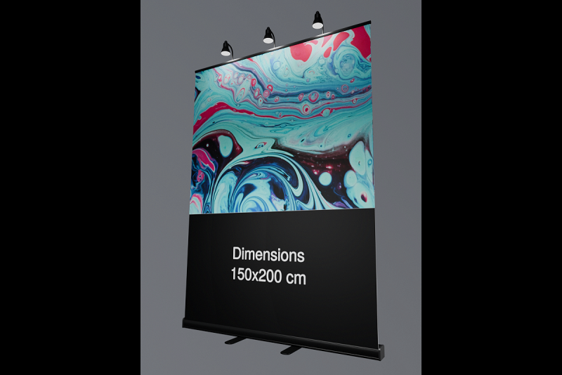Rollup 150x200cm Black with light 3D Model .c4d .max .obj .3ds .fbx .stl .blend 