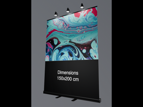 Rollup 150x200cm Black with light 3D Model
