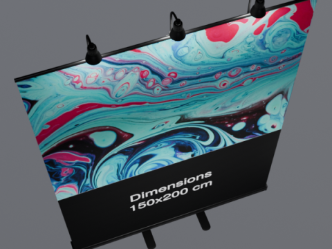 Rollup 150x200cm Black with light 3D Model