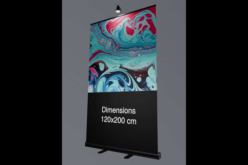 Rollup 120x200cm Black with light 3D Model .c4d .max .obj .3ds .fbx .stl .blend