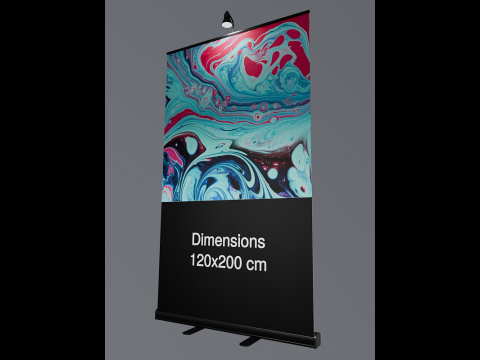 Rollup 120x200cm Black with light 3D Model