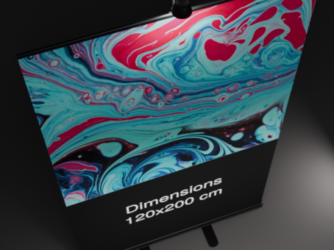 Rollup 120x200cm Black with light 3D Model