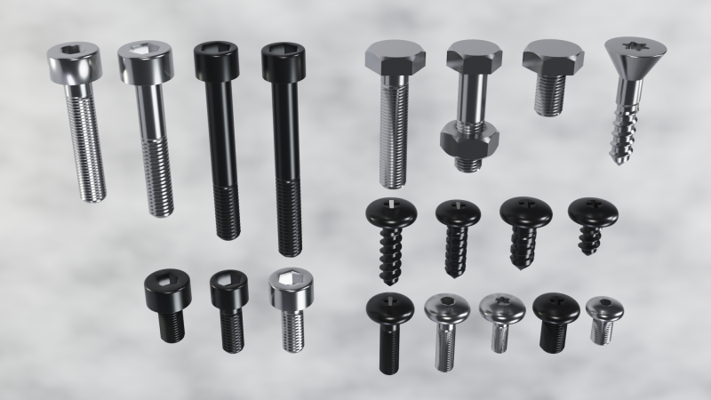 Screws and bolts collection 3D 모델 .c4d .max .obj .3ds .fbx .stl .blend 