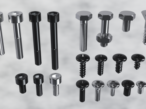 Screws and bolts collection 3Dモデル