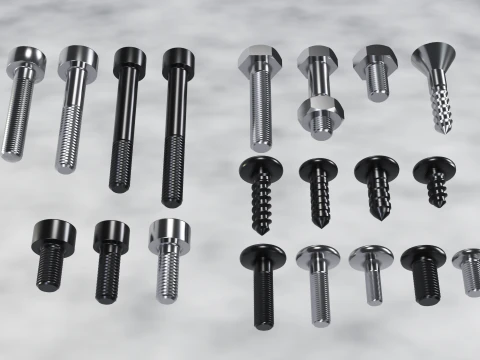 Screws and bolts collection 3D Model