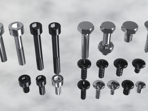Screws and bolts collection 3D 모델