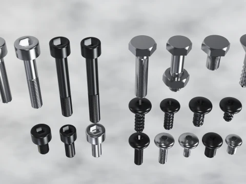 Screws and bolts collection 3D Model