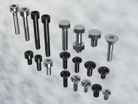Screws and bolts collection 3D 모델