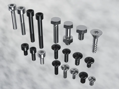 Screws and bolts collection 3D Model