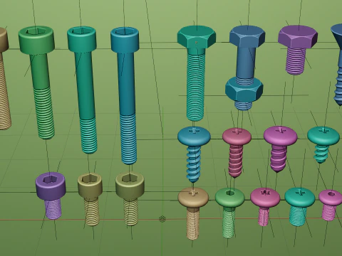 Screws and bolts collection 3D Model