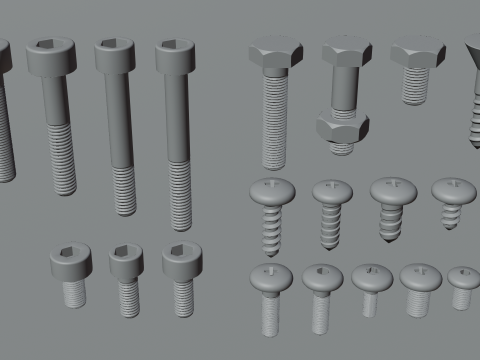 Screws and bolts collection 3D 모델