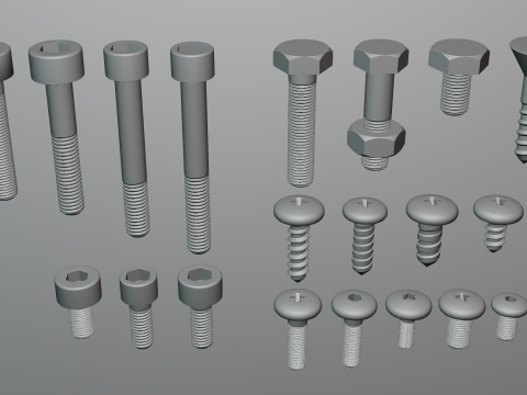Screws and bolts collection 3D 모델