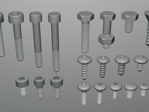 Screws and bolts collection 3D Model