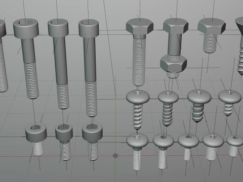 Screws and bolts collection 3D Model