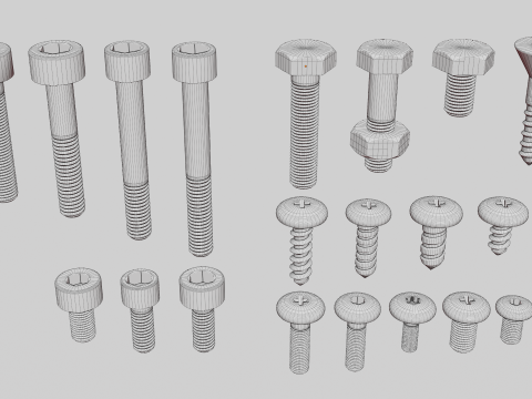 Screws and bolts collection 3D 모델