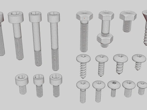 Screws and bolts collection 3D Model