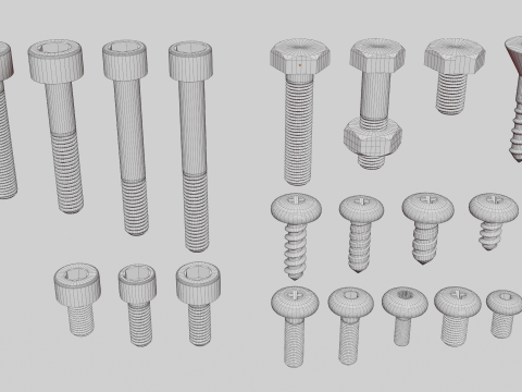 Screws and bolts collection 3D 모델