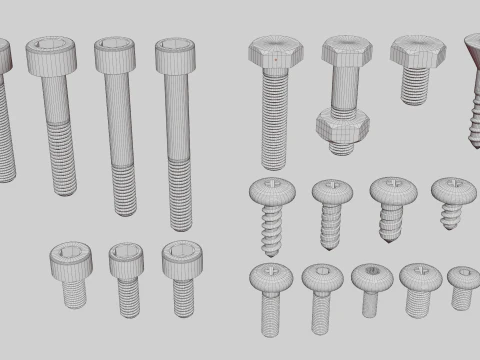 Screws and bolts collection 3D Model