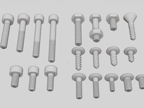 Screws and bolts collection 3D Model