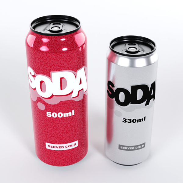 Soda cans 500ml and 330ml 3D Model .c4d .max .obj .3ds .fbx .stl .blend 