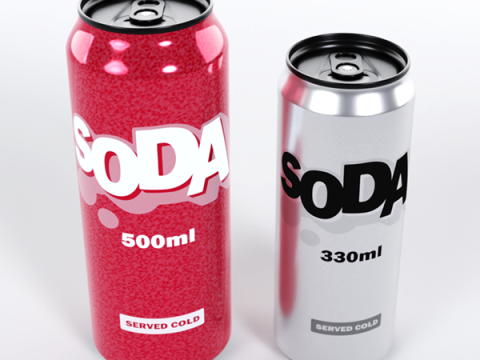 Soda cans 500ml and 330ml 3D Model