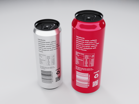 Soda cans 500ml and 330ml 3D Model