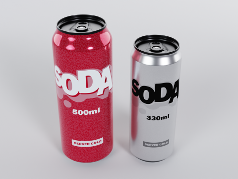 Soda cans 500ml and 330ml 3D Model