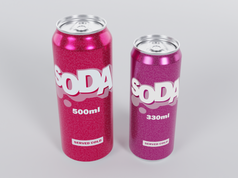 Soda cans 500ml and 330ml 3D Model